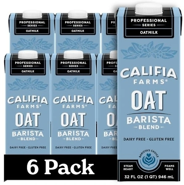 Califia Farms Oat Barista Blend Oat Milk, 32 Oz, Pack of 6, Dairy Free, Vegan