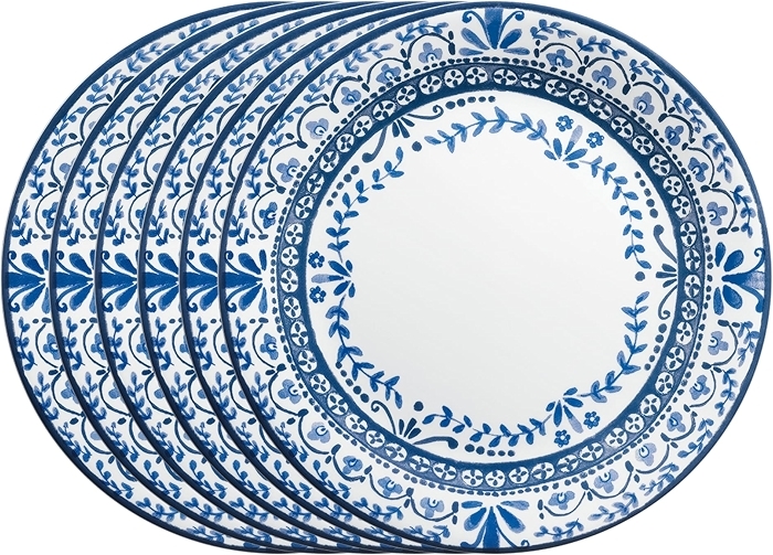 Corelle Vitrelle 6 PIECE Dinner Plates Set, Triple Layer Glass, Portofino