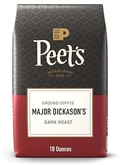 Peet's Coffee Ground Coffee Dark Roast, Major Dickason's Blend, 18 Ounces
