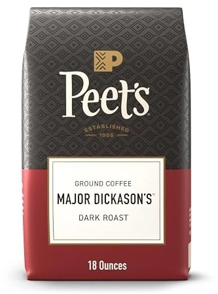 Peet's Coffee Ground Coffee Dark Roast, Major Dickason's Blend, 18 Ounces