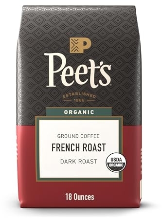 Peet's Coffee Ground Coffee Dark Roast, Organic French Roast, 18 Ounces