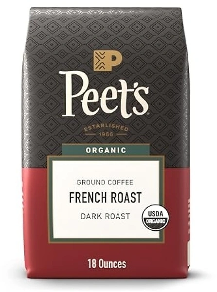 Peet's Coffee Ground Coffee Dark Roast, Organic French Roast, 18 Ounces