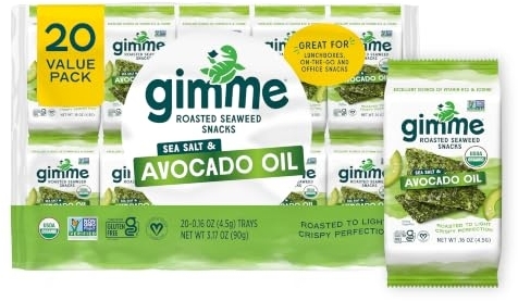 Gimme Seaweed Organic Seaweed Snack, Avocado & Sea Salt, .17oz, 20 Count
