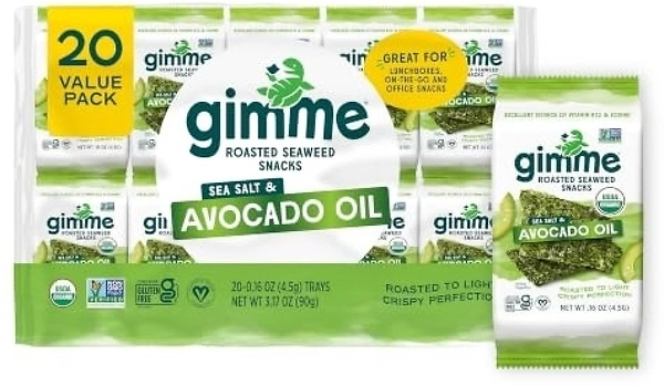 Gimme Seaweed Organic Seaweed Snack, Avocado & Sea Salt, .17oz, 20 Count
