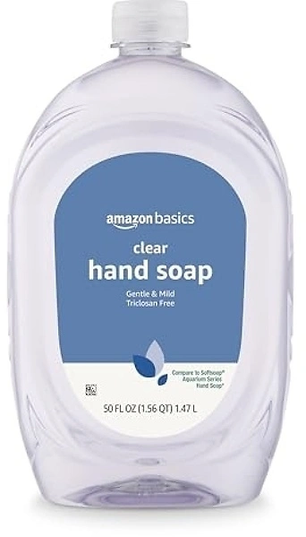 Amazon Basics Gentle & Mild Clear Liquid Hand Soap Refill, 50 Fluid Ounces