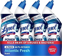 Lysol Toilet Bowl Cleaner Clinging Gel, Power, 24 oz, 4 Pack