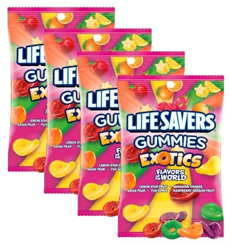 LIFE SAVERS Exotics Gummy Candy, 7 oz Bag (Pack of 4)