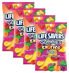 LIFE SAVERS Exotics Gummy Candy, 7 oz Bag (Pack of 4)
