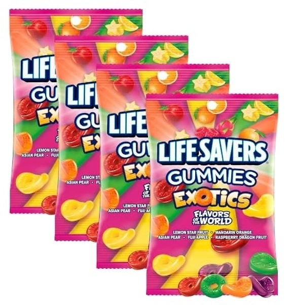 LIFE SAVERS Exotics Gummy Candy, 7 oz Bag (Pack of 4)