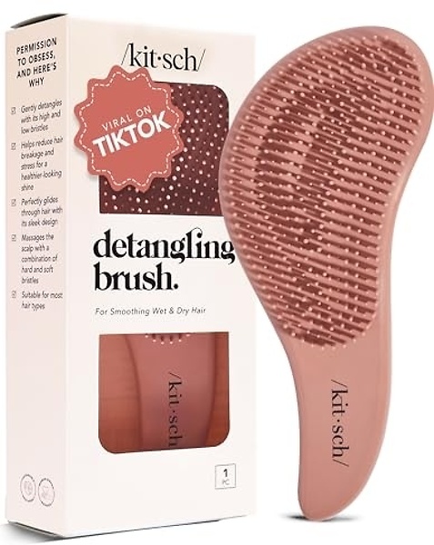 Kitsch Detangler Brush – Gentle Curly Hair Brush All Hair Types, Terracotta