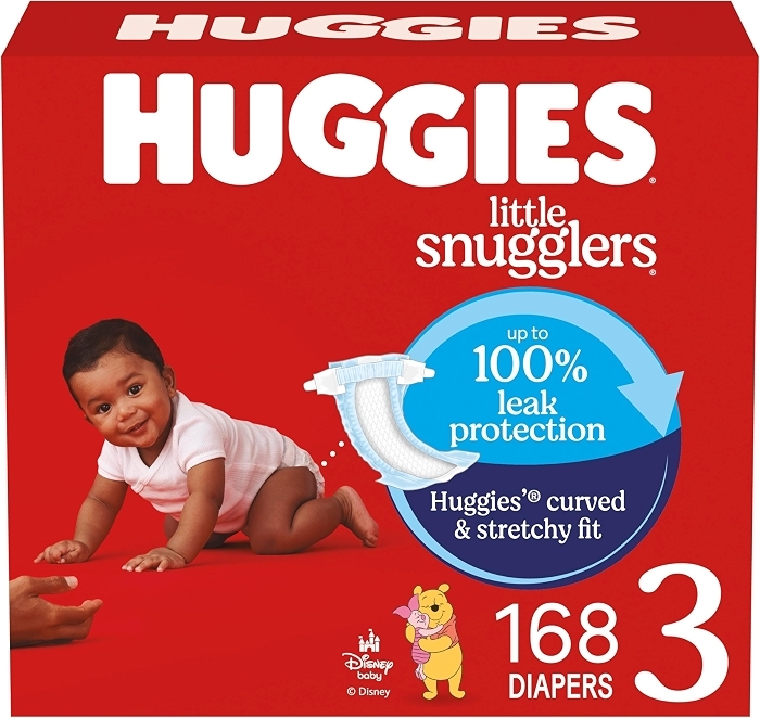 Huggies Size 3 Diapers, Little Snugglers (16-28 lbs), 168 Count (6 Packs of 28)