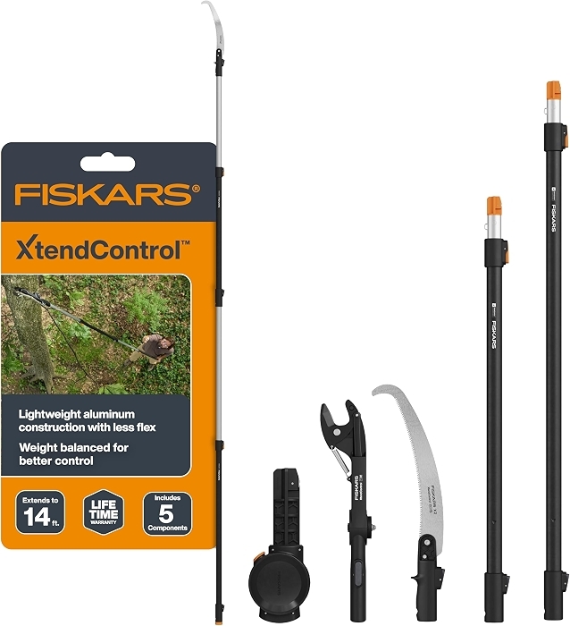 Fiskars 3-14 Ft XtendControl Extendable Pole Saw & Tree Pruner Modular Set