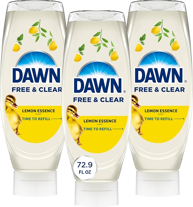 Dawn Free&Clear EZ-Squeeze Dish Soap Dishwashing Liquid Lemon 3*24.3 Fl Oz