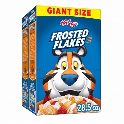 Kellogg's Frosted Flakes Breakfast Cereal, Fat Free, Giant Size, 28.5 oz (Pack of 2)