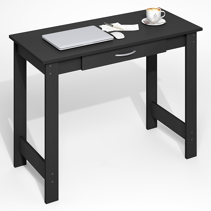 Furinno Jaya Desk, 39.2" Wide Computer Desk with H-Legs and Drawer, Darkwood
