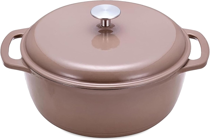 Amazon Basics Enameled Cast Iron Dutch Oven Pot With Lid, 7.3-Quart, Round