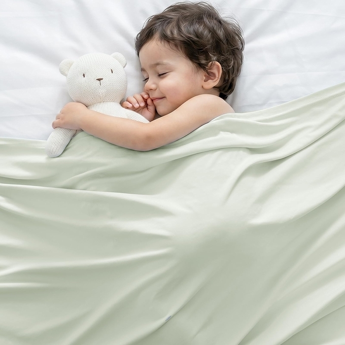 David's Home Double-Sided Cooling Throw Blanket for Hot Sleeper Sky Green