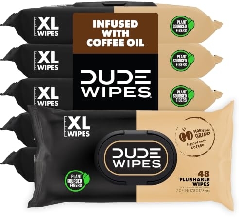 DUDE Wipes Morning Grind Adult Flushable Wipes, Coffee Scented, 288 Count