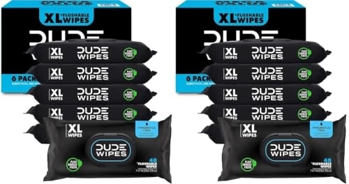DUDE Wipes Unscented Adult Flushable Wet Wipes, Sensitive Skin, 576 Count