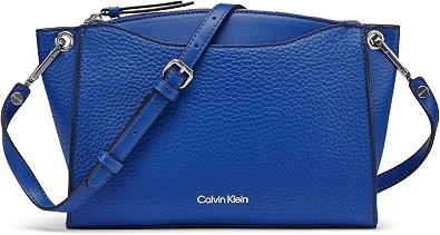 Calvin Klein Women's Garnet Top Zip Crossbody Handbag, Blue, OS