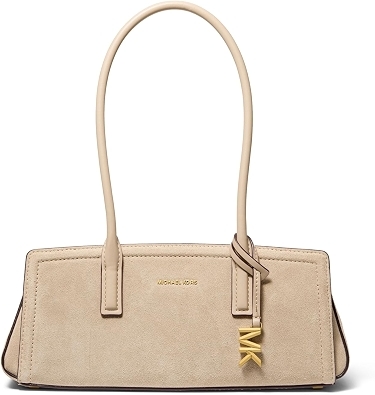 Michael Kors Women's Laila Small Shoulder Tote Bag, Suede Leather, Khaki