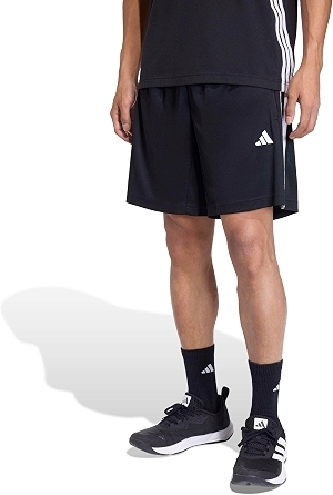 adidas Mens Workout Essentials Base 3-Stripes Pique Short 9-Inch - Blue