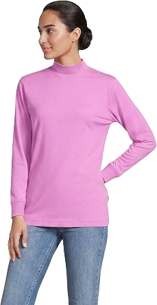 Lands' End Women's Petite Relaxed Cotton Long Sleeve Mock Turtleneck, X-Small