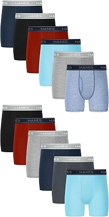 Hanes Boys' Boxer Briefs, Moisture-wicking Underwear, Assorted, 10 or 12 Pack