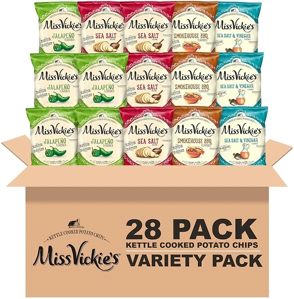 Miss Vickie's Kettle Cooked Potato Chips, Variety Pack, 1.375 Ounce (Pack of 28)