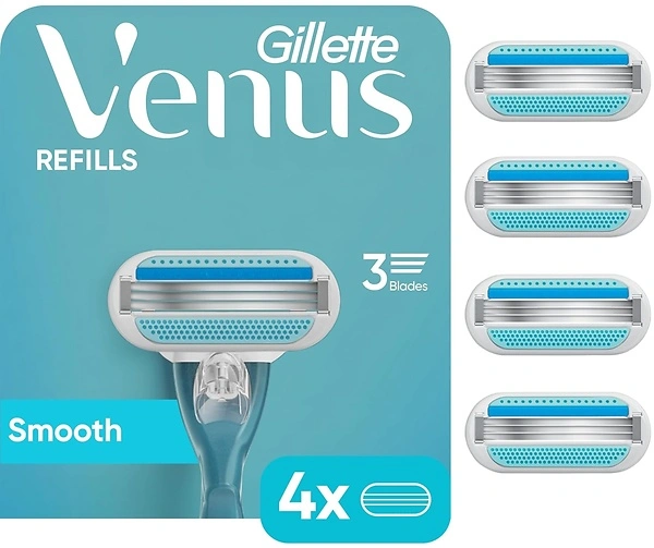 Gillette Venus Women's Original 3 Blade Razor Refills, 4 Count
