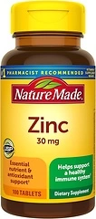 Nature Made Zinc 30 mg Dietary Supplement, Immune Health, Antioxidant, 100 Tablets