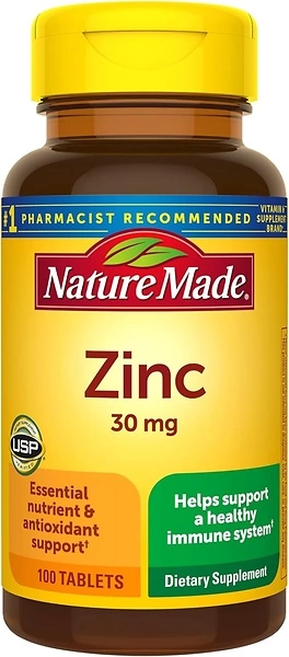 Nature Made Zinc 30 mg Dietary Supplement, Immune Health, Antioxidant, 100 Tablets