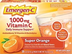 Emergen-C 1000mg Vitamin C Powder, Fizzy Drink Mix, Super Orange, 30 Pack