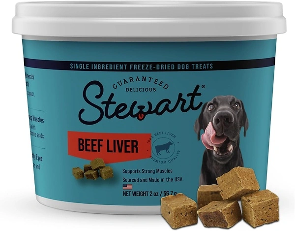 Stewart Freeze Dried Raw Dog Treats, Beef Liver, 2 Ounce, Approx. 45 Pieces