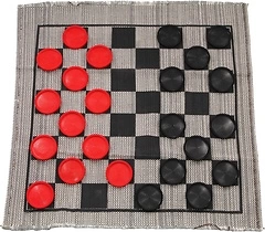 Multiflex Designs Jumbo Checkers Rug Game, 3 Inch Diameter Pieces (12 Red /12 Black), Machine Washable, The Giant Original, Classic Family Fun Kid Act...