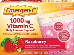 Emergen-C 1000mg Vitamin C Powder, Raspberry Flavor, 30 Count, Immune Support
