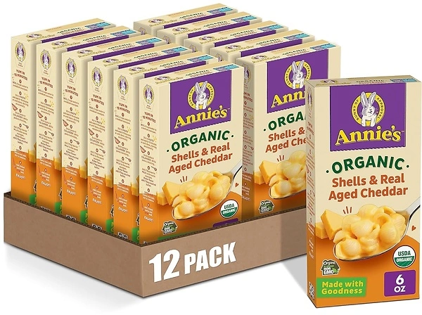Annie's Shells Real Aged Cheddar Organic Mac and Cheese Dinner, 6 OZ, 12 Pack