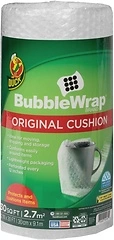 Duck Brand Bubble Wrap Original Protective Packaging, 12 Inches Wide x 30-Feet Long, Single Roll (393251), Clear