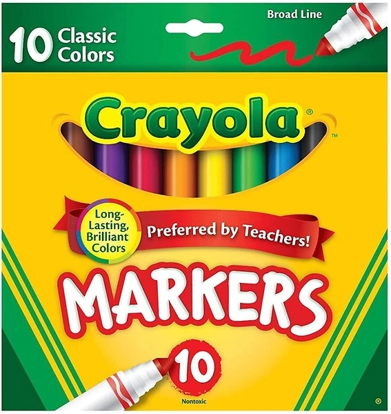 Crayola Broad Line Markers, Classic Colors 10 Each, 10 Count