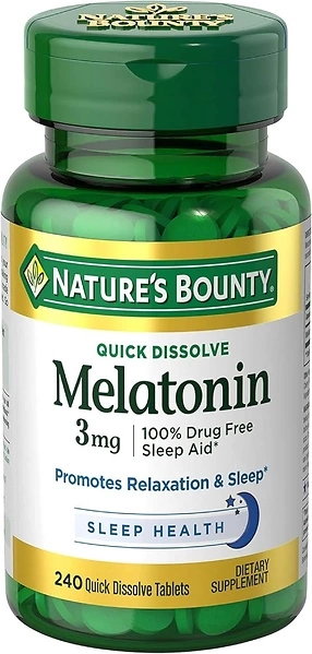 Nature's Bounty Melatonin 3mg, 100 Sleep Aids, Dietary Supplement, 240 Count