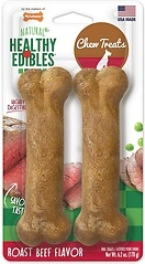 Nylabone Healthy Edibles Natural Dog Chews, Roast Beef Flavor, Medium/Wolf, 2 Count
