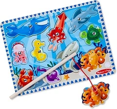 Melissa & Doug Magnetic Wooden Fishing Game and Puzzle With Ocean Animal Magnets