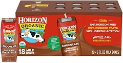 Horizon Organic Shelf Stable 1 Lowfat Chocolate Milk Boxes, 8 fl oz, 18 Count