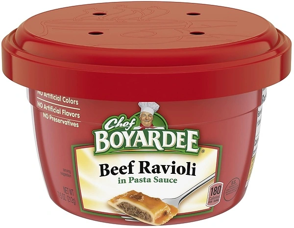 Chef Boyardee Beef Ravioli in Pasta Sauce, 7.5 OZ, Microwaveable, 12 Bowls