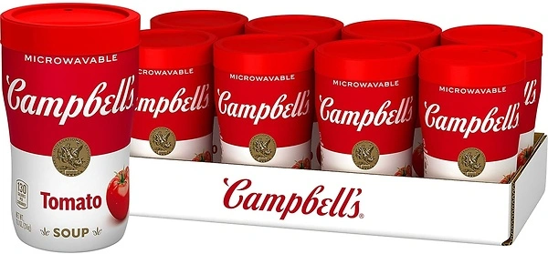 Campbell's Sipping Soup, Classic Tomato Soup, 11.1 Oz Microwavable Cup (Case of 8)