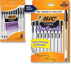 BIC Cristal Xtra Smooth Ballpoint Pen, Medium Point (1.0mm), Black, 10-Count