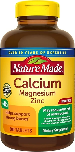 Nature Made Calcium Magnesium Zinc with Vitamin D3, 300 Tablets