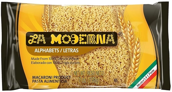 La Moderna Alphabet Pasta, Noodles, Durum Wheat, Protein, Fiber, Vitamins, 7 Oz
