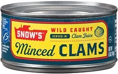 Snow's Wild Caught Minced Clams Canned, 6.5 oz Can - 5g Protein Per Serving - Gluten Free, Keto Friendly, 99 Fat Free