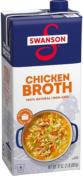 Swanson 100 Natural Chicken Broth, 32 oz Carton